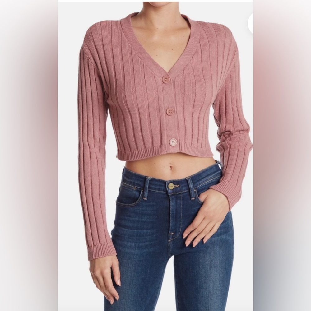 Abound Mauve Ribbed Cardigan